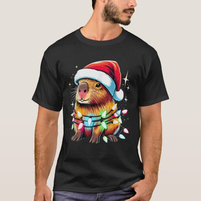 Capybara Xmas Lighting Santa Capybara Christmas  T-Shirt (Front)