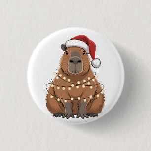 Capybara Xmas Matching Funny Santa 3 Cm Round Badge