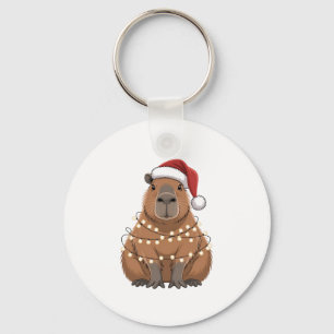 Capybara Xmas Matching Funny Santa Key Ring