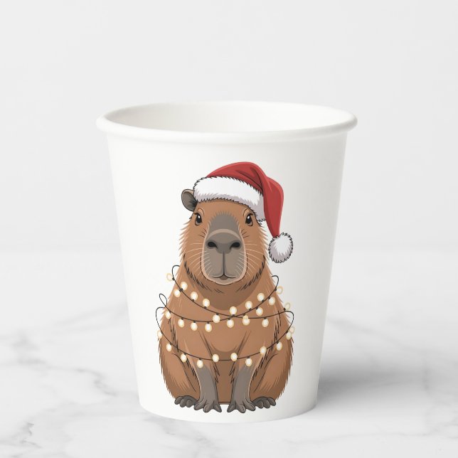 Capybara Xmas Matching Funny Santa Paper Cups (Front)
