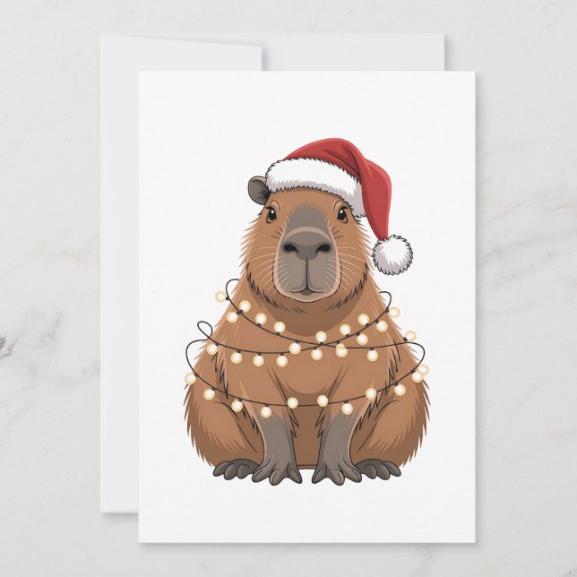 Capybara Xmas Matching Funny Santa Thank You Card (Front)