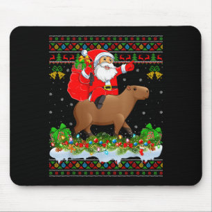 Capybara Xmas Pajamas Ugly Santa Riding Capybara C Mouse Mat