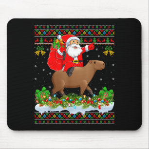 Capybara Xmas Pajamas Ugly Santa Riding Capybara C Mouse Mat