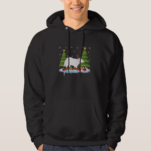 Capybara Xmas Tree Lighting Men Women Ugly Christm Hoodie (Front)