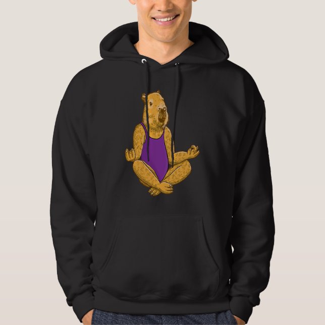 Capybara Yoga poses Meditation Workout exercises g Hoodie (Front)
