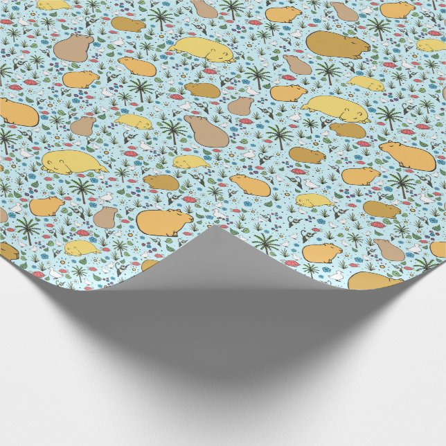 Capybaras in Blue Wrapping Paper (Corner)