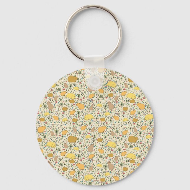 Capybaras in Yellow Key Ring (Front)