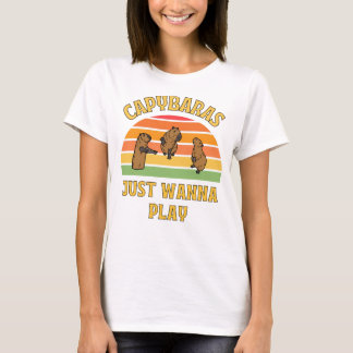 capybaras just wanna play slogan T-Shirt