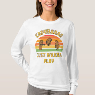 capybaras just wanna play slogan T-Shirt