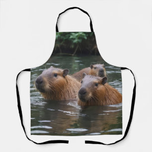 Capybaras' Swimming In The River,  Apron