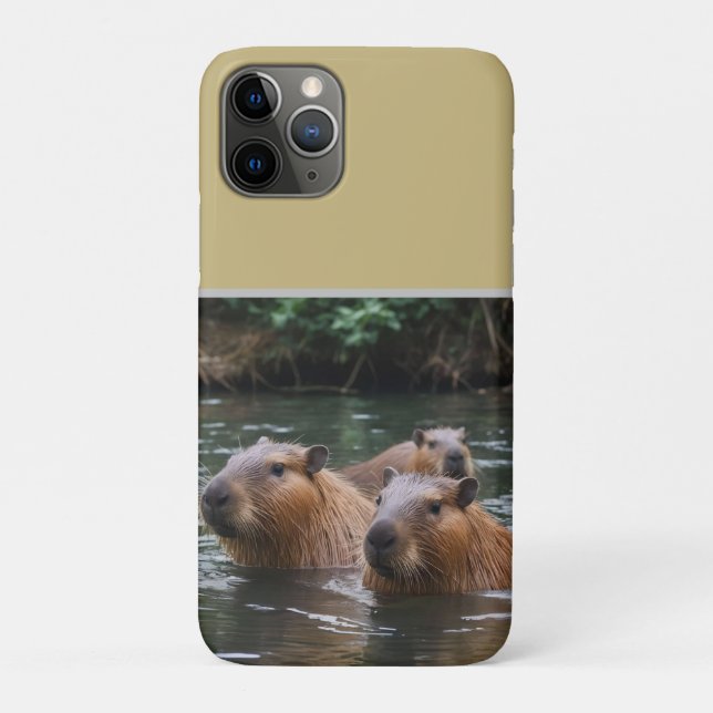 Capybaras' Swimming In The River,  Case-Mate iPhone Case (Back)