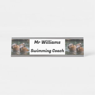 Capybaras' Swimming In The River, Desk Name Plate