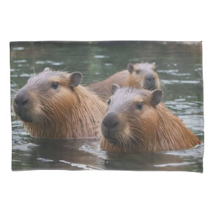Capybaras' Swimming In The River,  Pillowcase