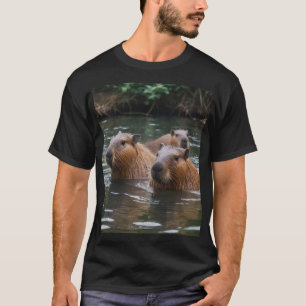 Capybaras' Swimming In The River,  T-Shirt