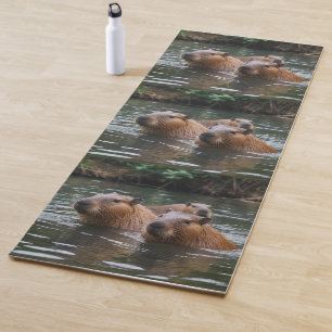 Capybaras' Swimming In The River, Yoga Mat