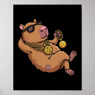 Capybyra 67 Drip Sungles Chain Funny Animal Meme  Poster