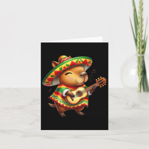 Capybyra Sombrero Guitar Cinco De Mayo Mexican Kid Card
