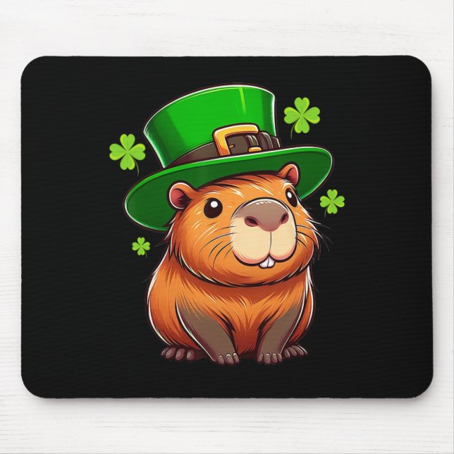 Capybyra St Patricks Hat Leprechaun Funny Irish Ca Mouse Mat (Front)