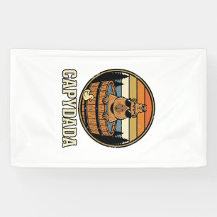 Capydada Capybara Dad Retro Hot Tub Vector Design_ Banner
