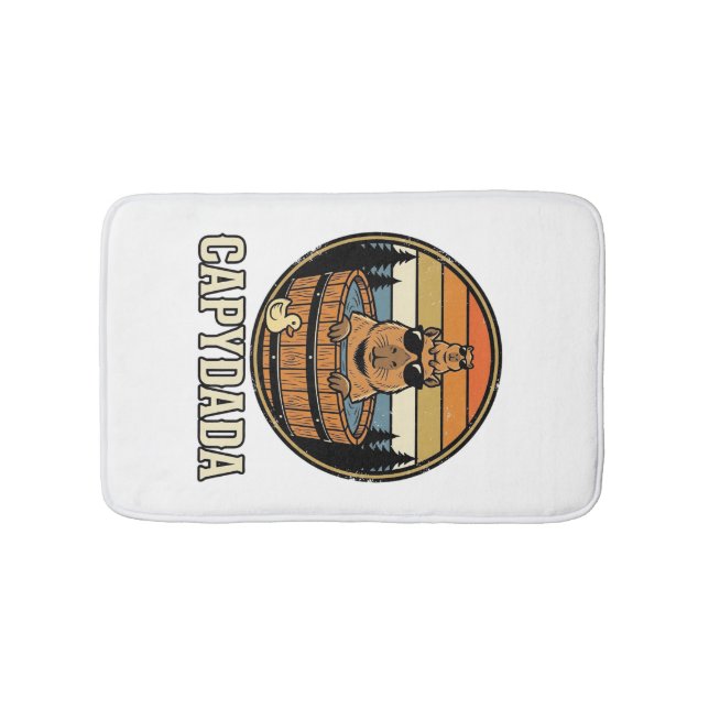 Capydada Capybara Dad Retro Hot Tub Vector Design_ Bath Mat (Front)