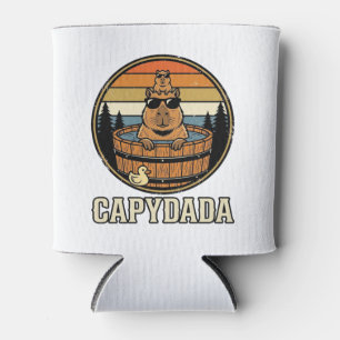 Capydada Capybara Dad Retro Hot Tub Vector Design_ Can Cooler