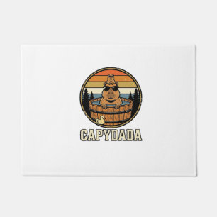 Capydada Capybara Dad Retro Hot Tub Vector Design_ Doormat