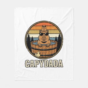 Capydada Capybara Dad Retro Hot Tub Vector Design_ Fleece Blanket