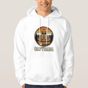 Capydada Capybara Dad Retro Hot Tub Vector Design_ Hoodie