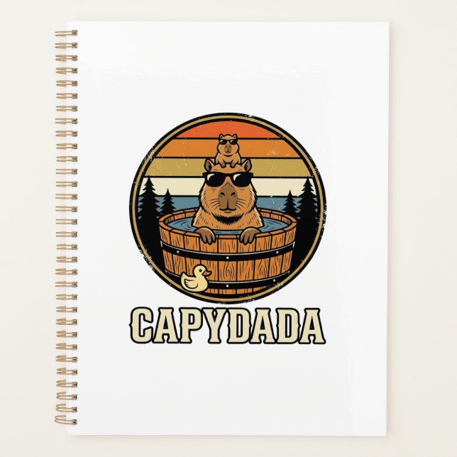 Capydada Capybara Dad Retro Hot Tub Vector Design_ Planner (Front)