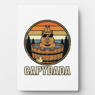 Capydada Capybara Dad Retro Hot Tub Vector Design_ Plaque