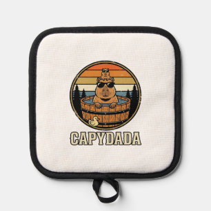 Capydada Capybara Dad Retro Hot Tub Vector Design_ Pot Holder