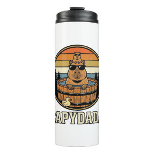 Capydada Capybara Dad Retro Hot Tub Vector Design_ Thermal Tumbler