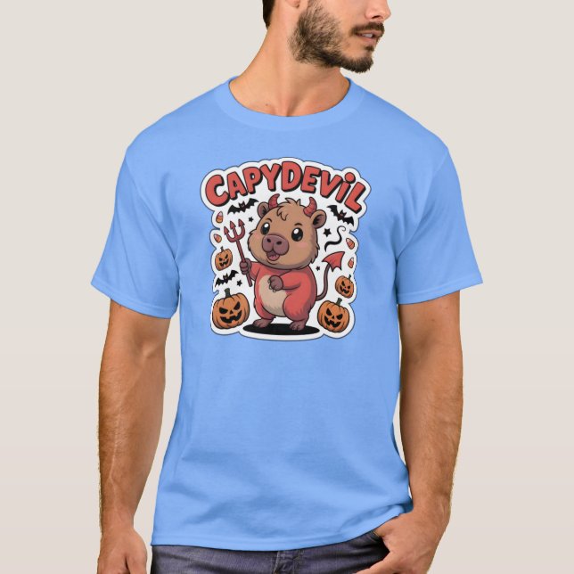 Capydevil Cute Halloween Devil Capybara Sticker Ch T-Shirt (Front)