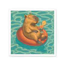 Capylara cocktail on a buoy at the swimming pool