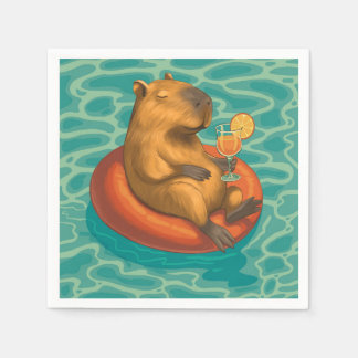 Capylara cocktail on a buoy at the swimming pool napkin