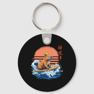 Capyra And Surfing, Japanese, Waves And Surfer, Su Key Ring