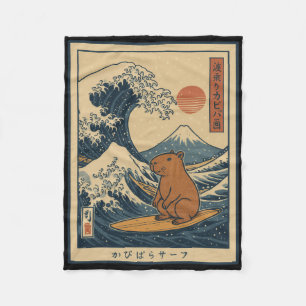 Capyra Calmly Surfing The Great Wave _1 Fleece Blanket