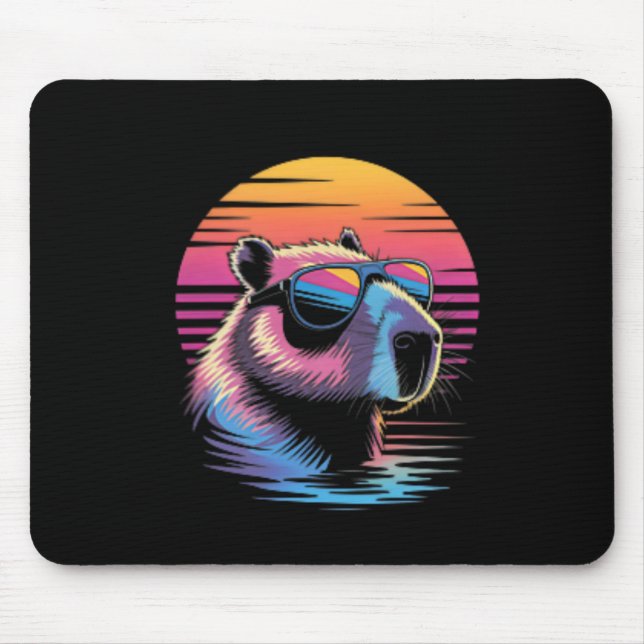 Capyra Cute Retro Animal Summer Vacation Beach  Mouse Mat (Front)
