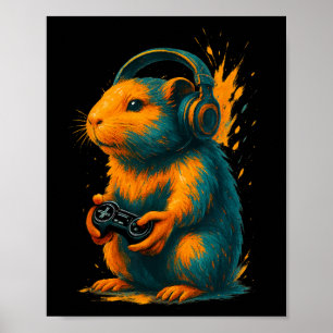 Capyra Gamer Art – Funny Rodent With Controller An Poster
