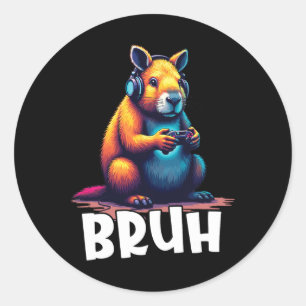 Capyra Gamer Bruh Video Game Kids Classic Round Sticker