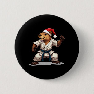 Capyra Karate Christmas Martial Arts Santa Hat Hol 6 Cm Round Badge