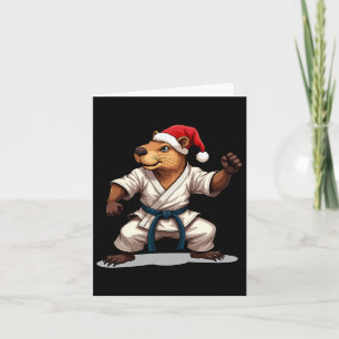 Capyra Karate Christmas Martial Arts Santa Hat Hol Card