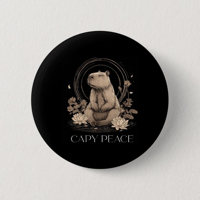 Capyra Peace Cute Yoga  6 Cm Round Badge (Front)