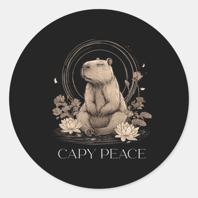 Capyra Peace Cute Yoga  Classic Round Sticker (Front)