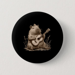 Capyra Playing Ukulele And Cute Gaming Video Gamer 6 Cm Round Badge