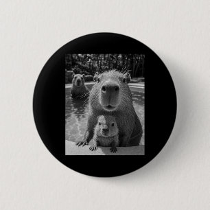 Capyra Selfie Ai Meme Joke Humor Summer Vacation C 6 Cm Round Badge