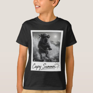 Capyra Water Skiing Summer Funny Meme  T-Shirt