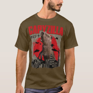 Capyzilla Funny Cute Capybara Art Japanese Sunset  T-Shirt