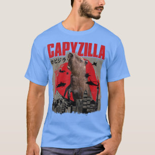 Capyzilla Funny Cute Capybara Art Japanese Sunset  T-Shirt