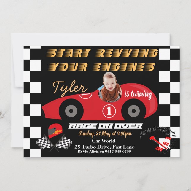 Car 1st Birthday Boys invitation (Front)